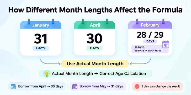 how different month lengths affect the formula