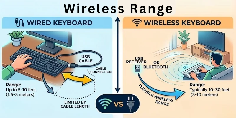 Wireless Range of Wired vs Wireless Keyboard